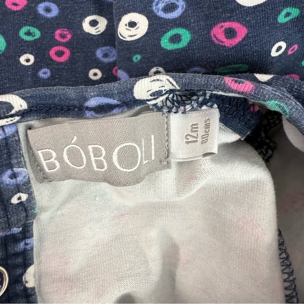 Boboli dress ruffles floral flowers embroidered pink navy Baby Polka Dot Outfit - Picture 11 of 16